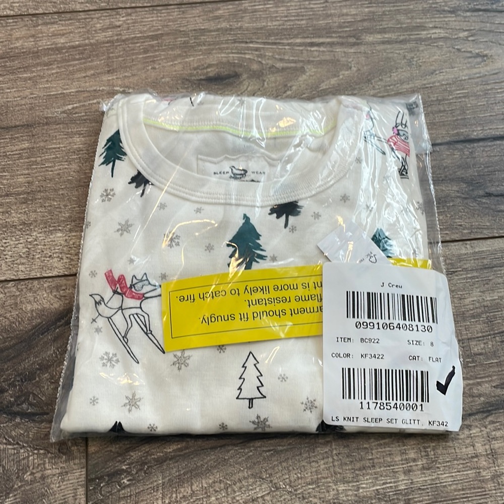 J Crew Girls' glittery printed pajama shirt BC922 Shirt only